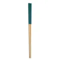 Modern square stainless steel chopsticks with green and gold finish for elegant dining. - Peacock Green Gold
