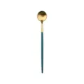 Cuillère à long manche en acier inoxydable vert paon et or, vaisselle élégante. - Cuillère à glace vert paon et or
