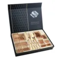 Edelstahl Besteckset in Gold 24 tlg Luxus Besteck im Geschenkkarton fuer den Esstisch. - 24-Teiliges Set mit Box / Titangold