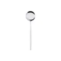 Stainless steel round dessert spoon, shiny silver finish modern minimalist dining tableware sku. - Tea Spoon / Natural