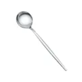 Stainless steel long handled round soup spoon, bright finish modern flatware for kitchen. - Dessert Spoon / Natural