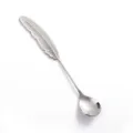 Silberner Edelstahl federförmiger Kaffeelöffel, eleganter kreativer Dessert-Rührlöffel. - Feder Löffel / Naturfarben
