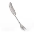 Edelstahl Feder Griff Kuchengabel kreatives Besteck fuer Kueche und Esstisch silber - Feder Gabel / Naturfarben