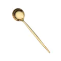 Elegant long-handled gold stainless steel spoon, glossy finish dessert spoon for dining. - Dessert Spoon / Titanium Gold