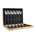 24-Piece Stainless Steel Cutlery Set with Luxury Gold Gift Box Knife Fork Spoon Kitchenware - 24-Piece Set - Natural Color