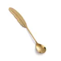 Goldene federförmige Edelstahl Kaffeelöffel, elegante Dessert Löffel Variante. - Feder Löffel / Titangold