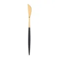 Black and gold stainless steel steak knife with matte handle, elegant western cutlery single piece. - Dinner Knife / Black & Gold