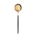 Black and gold stainless steel dining spoon with shiny gold bowl and matte black handle sku - Dinner Spoon / Black & Gold