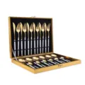 Luxury 24 piece gold stainless steel cutlery set with elegant gift box kitchen flatware set - 24-Piece Set - White Gold
