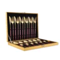 Stainless steel cutlery set 24 pieces golden pink flatware in gift box knife fork spoon kitchen - 24-Piece Set - Pink Gold