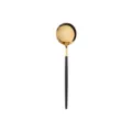 Modern stainless steel dessert spoon with matte black handle and mirror gold bowl. - Tea Spoon / Black & Gold