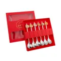 Set de cucharas de acero inoxidable con colgantes de caballo en caja de regalo roja. - Juego de 6 piezas C / Natural