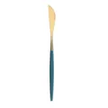 Stainless steel steak knife with emerald green handle, elegant gold finish western cutlery. - Dinner Knife / Peacock Green Gold
