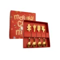 Set di cucchiai in acciaio inossidabile di Natale oro omino di pan di zenzero caffè dessert - Set da 4 Pezzi (In Scatola a Colori) / Set da 4 pezzi cucchiaini da caffè in scatola a colori - Oro