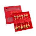 Acero Inoxidable Año Nuevo Dibujos Animados Caballo Cuchara Tenedor Regalo Caja Roja - Juego de 6 Piezas A / Oro Titanio