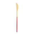 Stainless steel western steak knife featuring a glossy gold blade and elegant matte pink resin handle. - Dinner Knife / Pink Gold