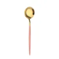 Gold dessert spoon with pink matte handle elegant stainless steel flatware for modern dining table - Dinner Spoon / Pink Gold
