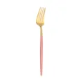 Modern stainless steel dinner fork with glossy gold head and matte pink handle for table settings - Dinner Fork / Pink Gold