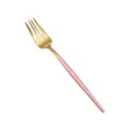 Modern stainless steel dinner fork with a chic pink handle and gold finish for elegant dining. - Dessert Fork / Pink Gold