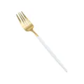 Elegant gold stainless steel dinner fork with white handle, modern luxury tableware for kitchen. - Dessert Fork / Platinum