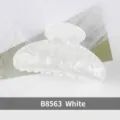 Elegant white marble pattern acrylic hair claw clip, minimalist shark clip for women - Hollow Serrated Style (B8563) / White