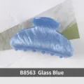 Elegant azure blue marbled acrylic hair claw clip for women's daily hair styling needs - Hollow Serrated Style (B8563) / Glaze Blue