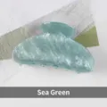Elegant sea green acrylic hair claw clip with marble texture in shark clip style - Hollow Serrated Style (B8563) / Sea Green
