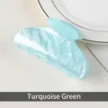 Sage green acrylic claw clip with marble texture design - Hollow Serrated Style (B8563) / Stone Green