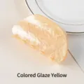 Elegant amber yellow acrylic hair claw clip with stylish marble texture for women - Solid Arc Style (B4083) / Glaze Yellow