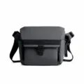 Grey waterproof shoulder camera bag, stylish crossbody DSLR bag for outdoor travel photography. - Gray