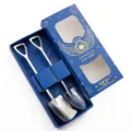 Stainless steel shovel spoon gift set, creative retro coffee and dessert spoonware. - Two-Piece Set / Silver/Blue Box