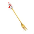 Weihnachtliche Edelstahl Kuchengabel mit süßem Schneemann Griff, goldene Kaffeegabel. - Schneemann Gabel / Gold
