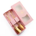 Gold stainless steel shovel spoon set creative retro dessert coffee teaspoons in gift box - Two-Piece Set / Gold/Pink Box