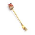 Weihnachtlicher Rentier Edelstahl Dessertgabel goldener Kaffeelöffel Rentiervariante - Weihnachtsrentier-Gabel
