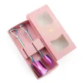 Stainless steel shovel shaped coffee spoon set with gift box, creative dessert spoon variant. - Two-Piece Set / Dazzling/Pink Box