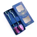 Stainless steel shovel spoon gift set creative retro dessert ice cream spoon rainbow 2pcs - Two-Piece Set / Dazzling/Blue Box