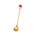 Goldener Edelstahl Kaffeelöffel mit langem Stiel und roter Weihnachtsmütze für Desserts. - Weihnachtsmütze Löffel
