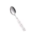 Cucchiaio da tavola in acciaio inossidabile con manico in ceramica perlata bianca cucina - Cucchiaio da Tavola / Bianco
