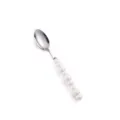 Cucchiaio da tavola in acciaio inossidabile con manico in ceramica perlata bianca elegante. - Cucchiaino da Tè / Bianco