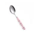 Cucchiaio in acciaio inox con manico di perle rosa elegante posata da dessert stile - Cucchiaio da Tavola / Rosa