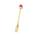 Goldener Edelstahl Weihnachtsdessertgabel mit süßem Weihnachtsmannmütze Griff für Party - Weihnachtsmütze - Gabel