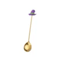 Halloween Edelstahl Gold Dessertloeffel mit suessem lila Hexenhut Dekor fuer Feiertage. - Hexenhut-Löffel