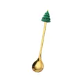 Weihnachtsbäume Edelstahl goldener Kaffeelöffel Dessert Rührlöffel niedliches Geschirr - Runde Weihnachtsbaum Löffel