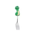 Niedliche Schlangen-Edelstahlgabel für Kinder, grüner Silikongriff als Tischgabel. - Happy-Snake-Gabel - Silber