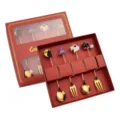 Halloween Edelstahl Löffel und Gabel Set mit süßer Cartoon Geschenkschachtel für Dessert. - 4A - Rote Box