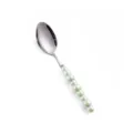 Cucchiaio da cena in acciaio inossidabile con manico in ceramica perlata verde chic. - Cucchiaio da Tavola / Verde