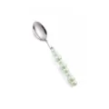 Cucchiaio in acciaio inox con manico in ceramica perlata verde chiaro, elegante. - Cucchiaino da Tè / Verde
