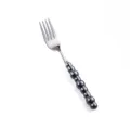 Forchetta in acciaio inossidabile con elegante manico di perle scure, ideale per la tavola. - Forchetta da Tavola / Canna di fucile