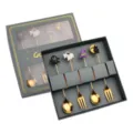 Halloween Besteck Set aus Edelstahl Geschenkbox mit niedlichen Cartoon Geist Löffel Gabel - 4B - Grüne Box