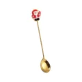 Goldener Edelstahl Weihnachtslöffel mit süsser Weihnachtsmann Figur fuer Kaffee und Dessert. - Weihnachtsmann-Löffel aus 430er Edelstahl & Harz